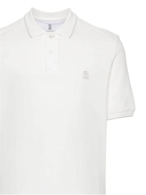 Off-white cotton piqué polo Brunello Cucinelli | ME8549779GCC984